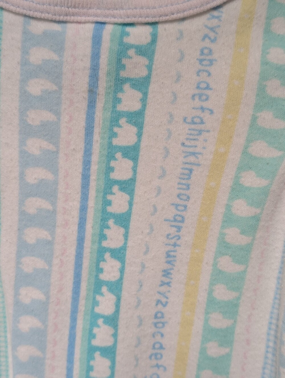 Vintage Baby Sprockets 2 piece overalls outfit unisex 3-6 mos alphabet pastel - Picture 7 of 8